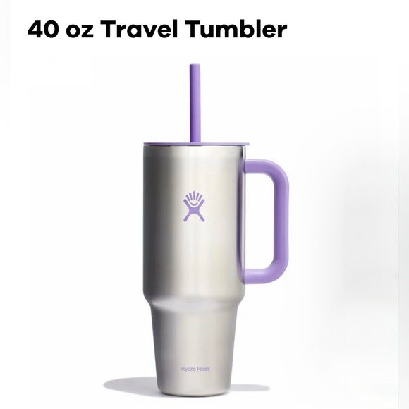 Hydroflask Travel Tumbler in Stainless Steel and Purple| 40 oz - Picture 1 of 6